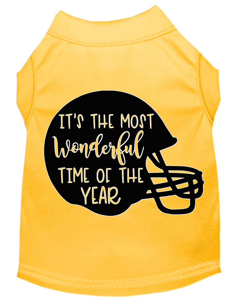 Most Wonderful Time of the Year (Football) Screen Print Dog Shirt Yellow XS